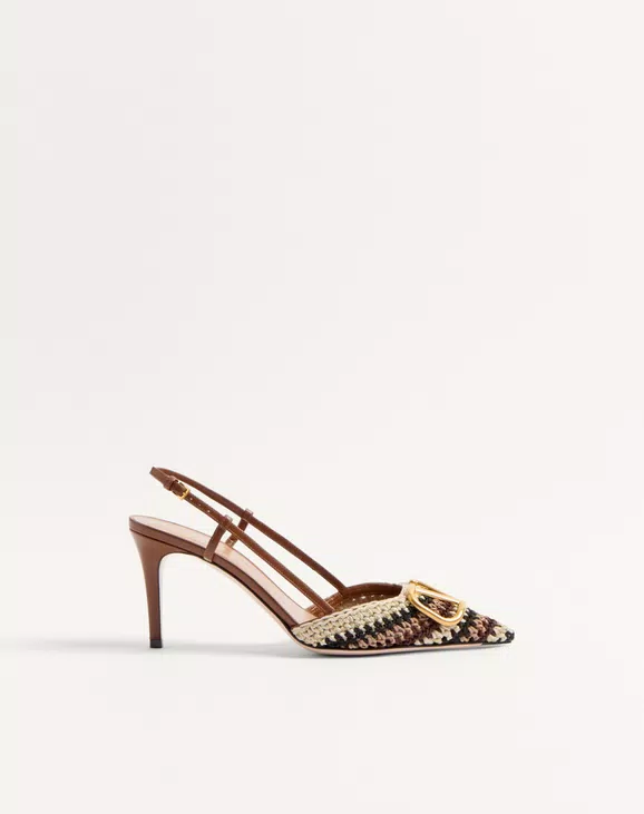 Valentino Vlogo Signature Slingback Pump With Crochet Embroidery 80Mm - Image 1